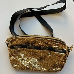LeSportsac Gold Sequin Crossbody Bag